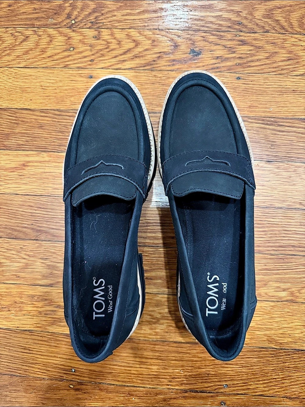 TOMS Cara Lug Sole Penny Loafer Navy Slip-On Sneakers Like New